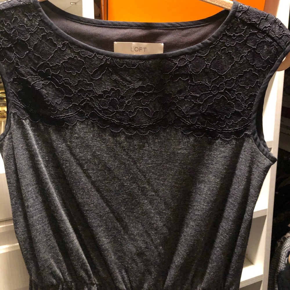 Charcoal w black lace detail dress
